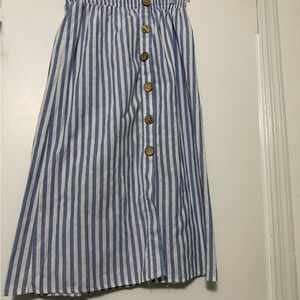 Haute Monde Blue and White Striped Button-Down Skirt